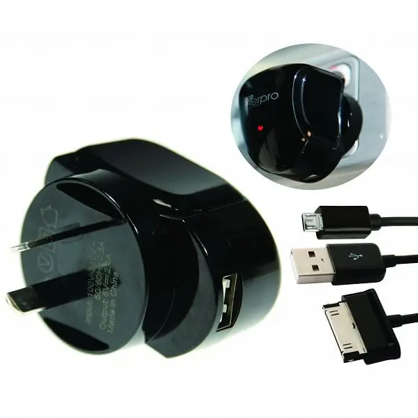 Aerpro Adm77a Ac Usb Home Wall Charger With Samsung 2-In-1 30-Pin & Micro Usb Cable 1