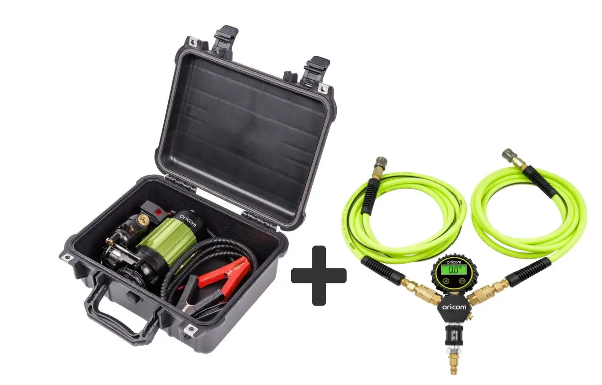 Oricom Air30kit Portable Air Compressor Kit With Heavy Duty Case + Twin Tyre Inflator/Deflator Combo 1