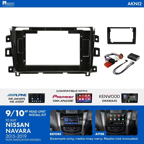 Aerpro Akni2 Nissan Navara D23 2015-2019 9/10 Inch Head Unit Installation Kit 1