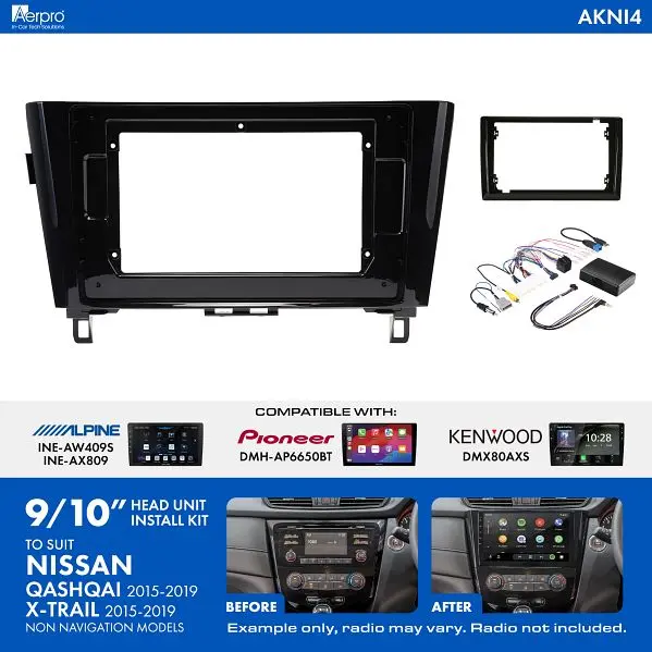 Aerpro Akni4 Nissan Qashqai X-Trail 2015-2019 9/10 Inch Head Unit Installation Kit 1