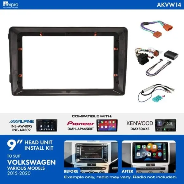 Aerpro Akvw14 9-Inch Installation Kit For Volkswagen 2015-2020 1