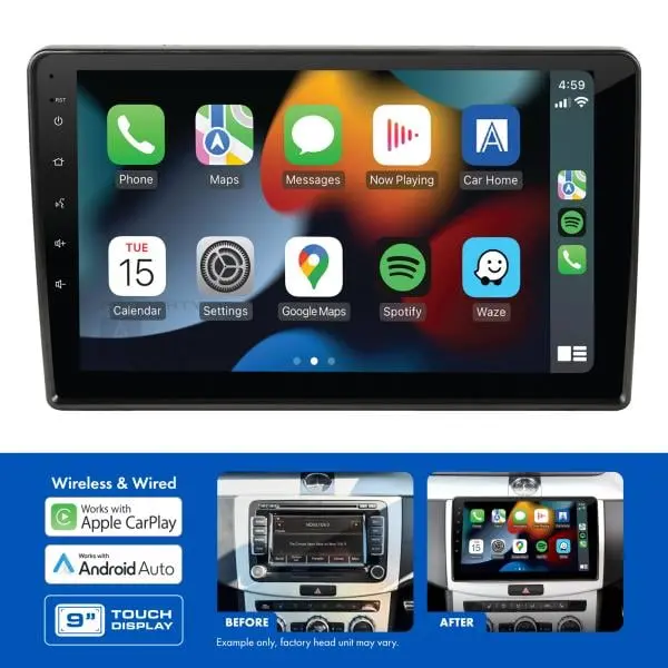 Aerpro Amavw15 9-Inch Multimedia Receiver Head Unit Upgrade Kit For Volkswagen Beetle And Tiguan 2015-2016 With Factory Mib-Pq Unit 1