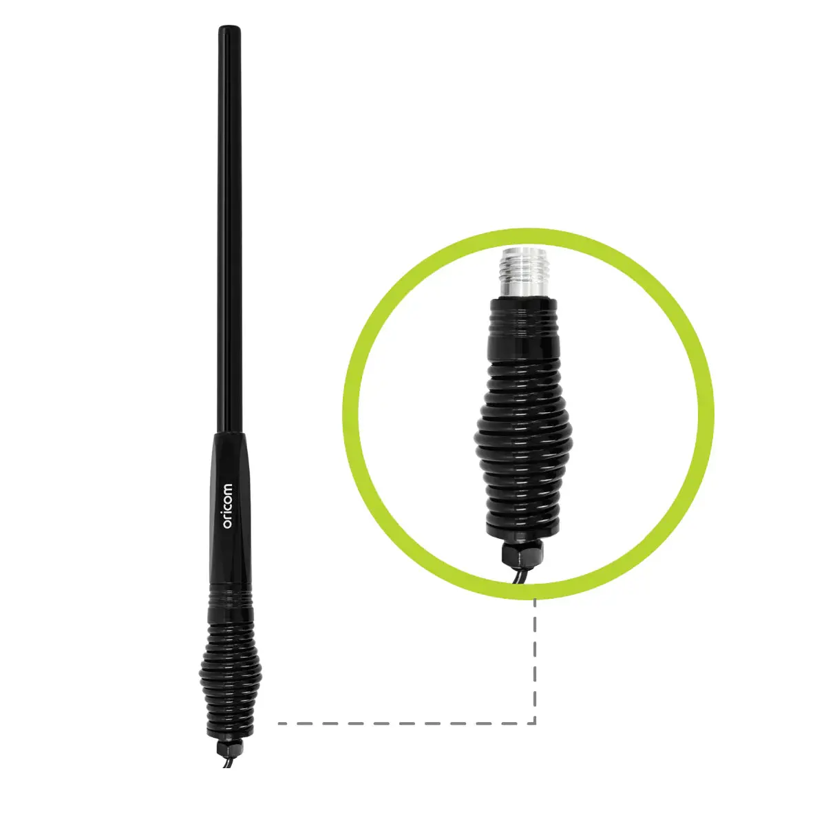 Oricom Anu916 3Dbi Uhf Cb Antenna With Detachable Fiberglass Whip And Heavy Duty Barrel Spring 1