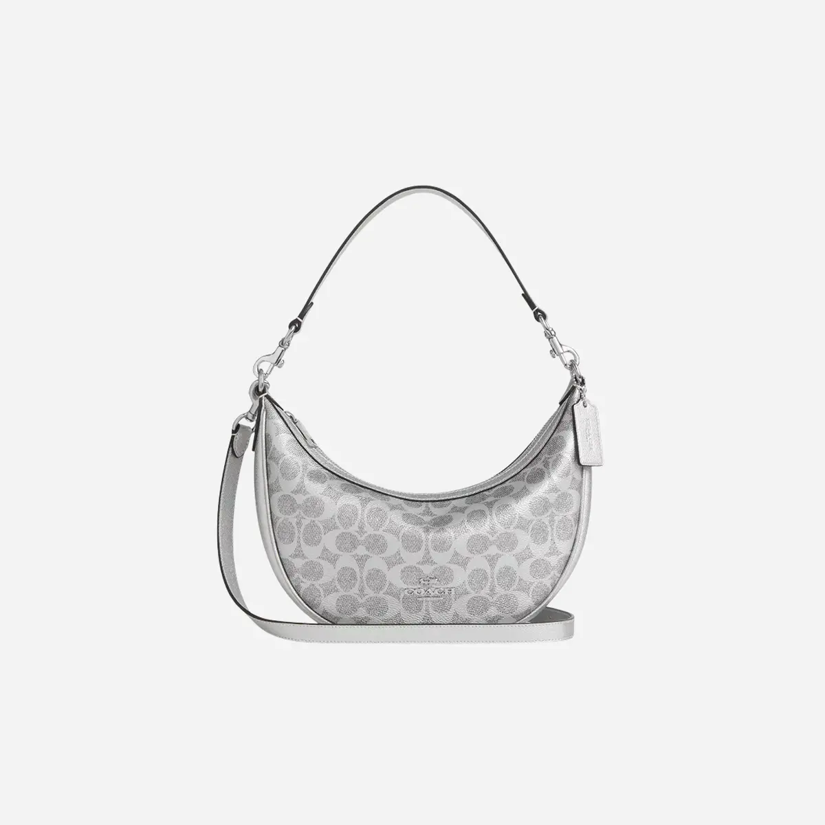 Coach Aria Shoulder Bag In Signature Canvas Sv/Gray/Silver 1