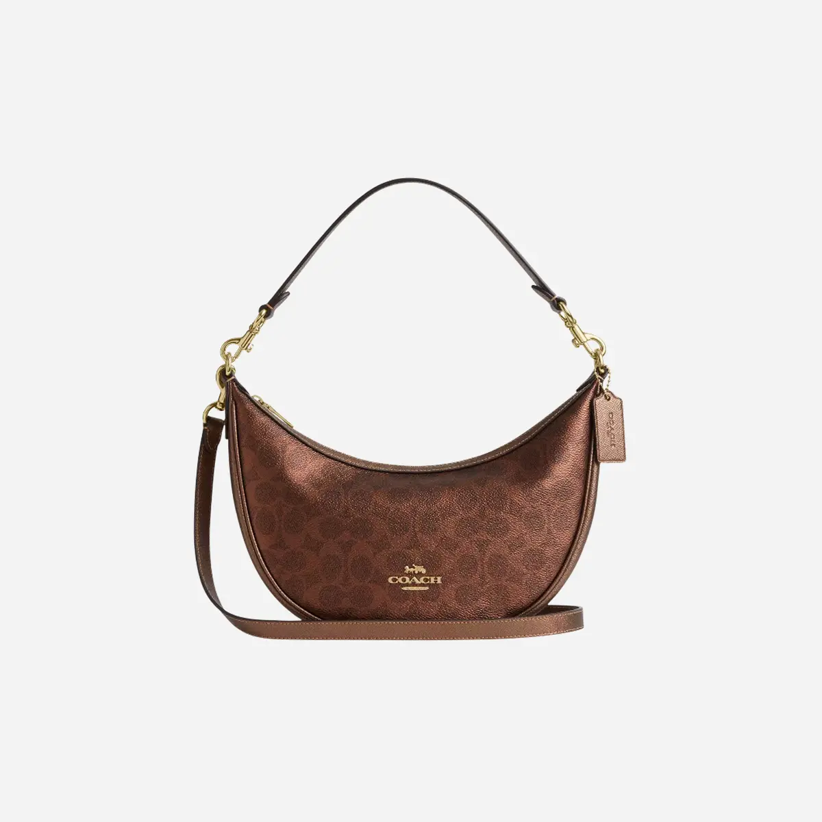 Coach Aria Shoulder Bag In Signature Canvas Gold/Brown/Copper 1