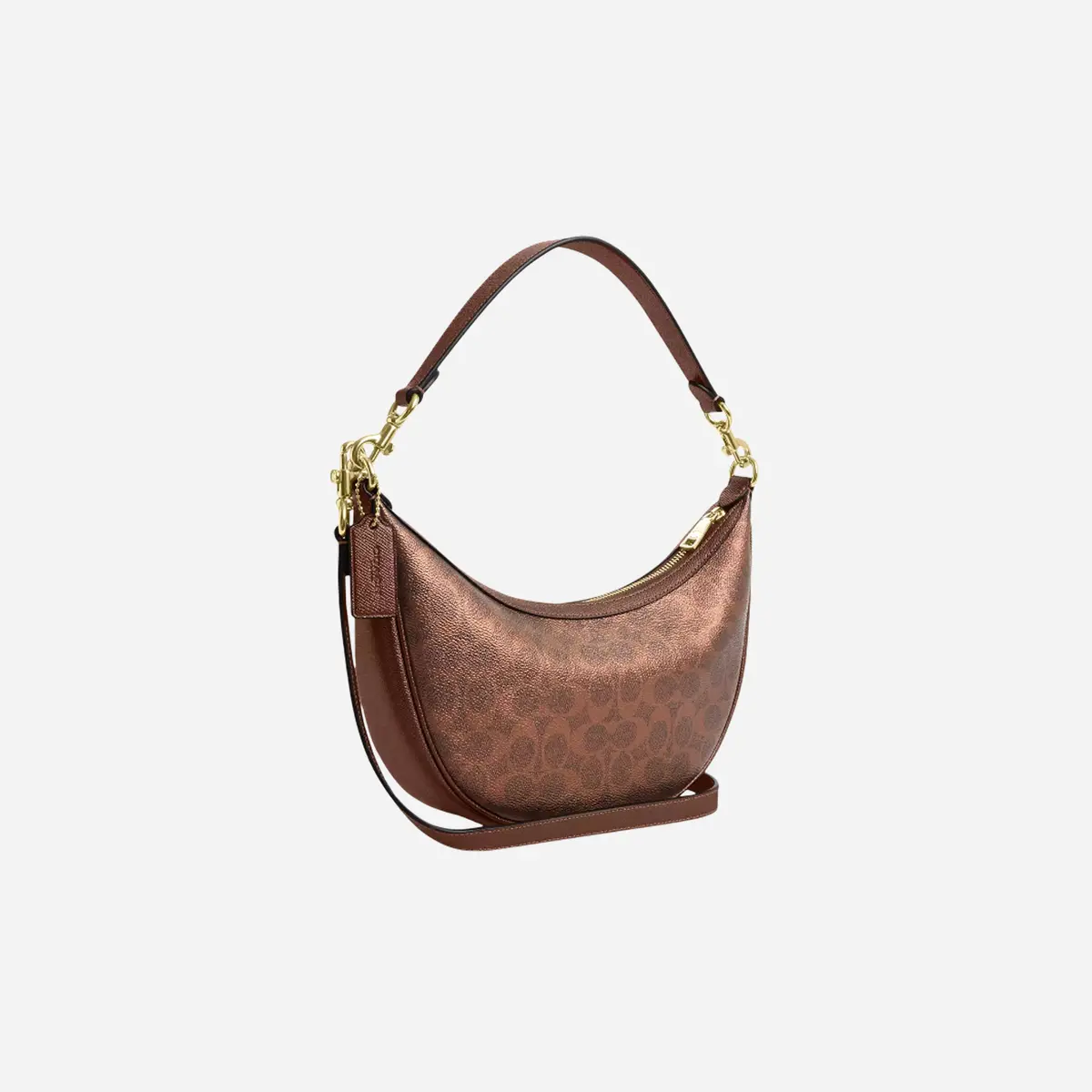 Coach Aria Shoulder Bag In Signature Canvas Gold/Brown/Copper 2