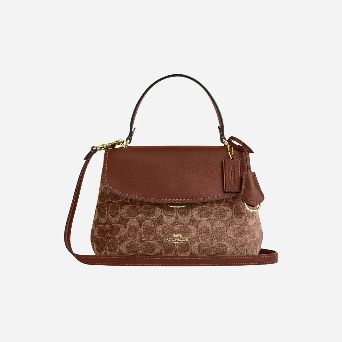 Coach Emory Top Handle Bag In Signature Chenille Gold/Light Khaki/Vintage Brown 1