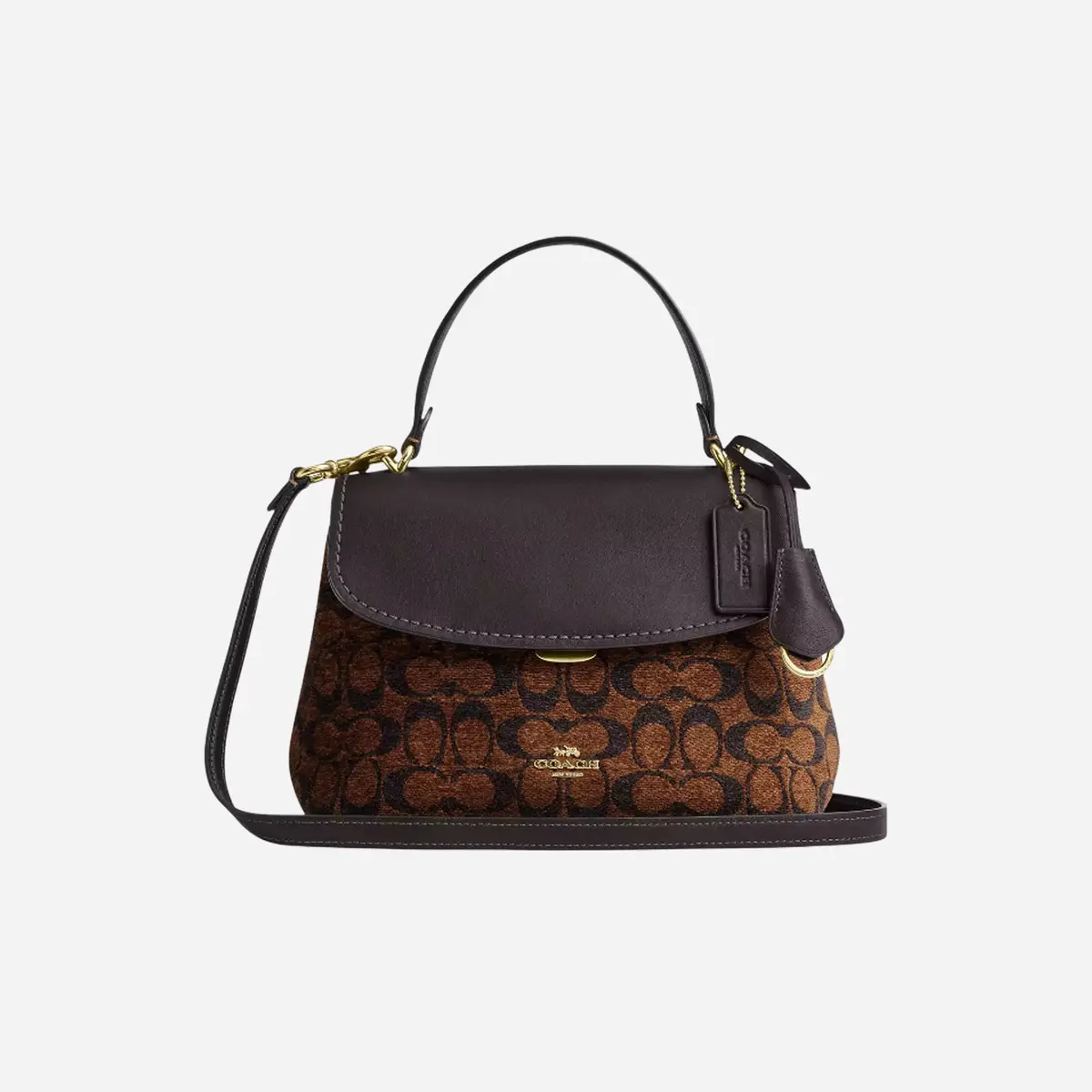 Coach Emory Top Handle Bag In Signature Chenille Gold/Truffle 1