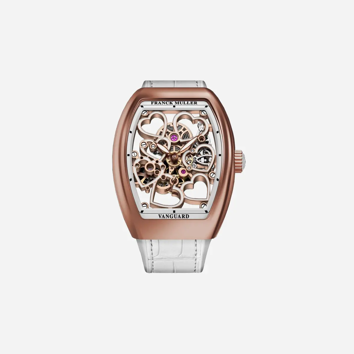 Franck Muller Vanguard Heart Skeleton Skeleton Dial Leather Strap Watch Wmns - V 35 S6 Sqt Heart (Bc) 1