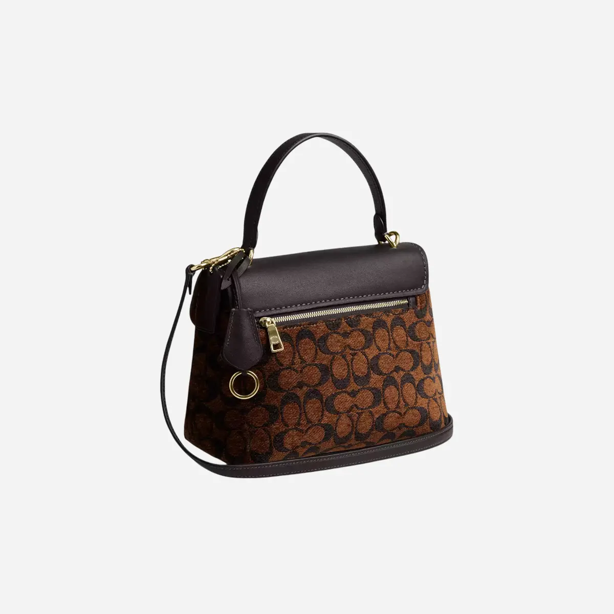 Coach Emory Top Handle Bag In Signature Chenille Gold/Truffle 2