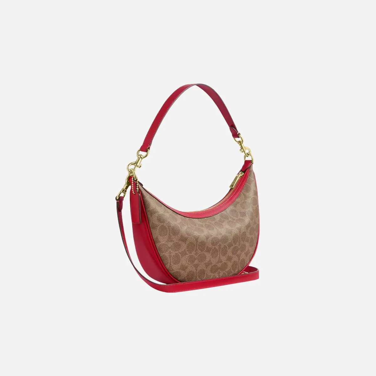Coach Aria Shoulder Bag In Signature Canvas Gold/Tan/Carnation 2