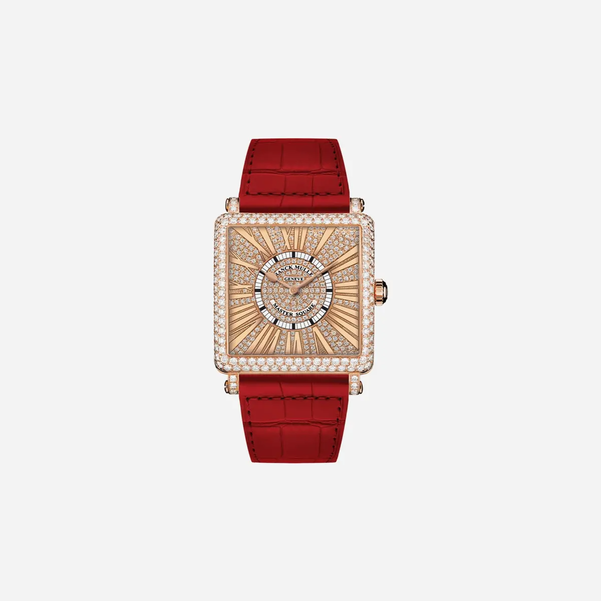 Franck Muller Master Square Diamonds Dial Leather Strap Watch Wmns - 6002-M-Qz-D-Cd-Rel-R-5N 1