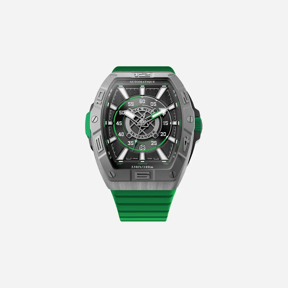 Franck Muller Skafander Black Dial Sapphire Crystal Rubber Strap Watch - Skf 43 Sc Dt Ttbr Tt (Vr) 1