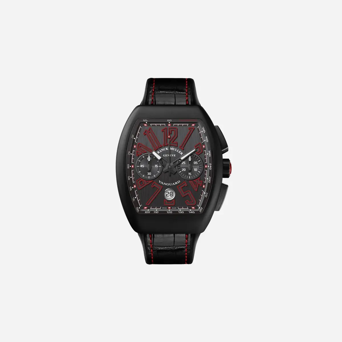 Franck Muller Vanguard Black Dial Leather Strap Watch - V45 Cc Dt Tt Nr Br.Er 1