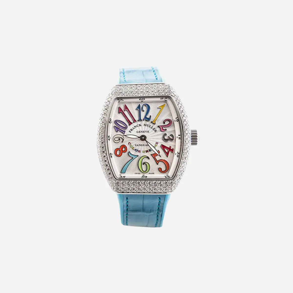 Franck Muller Color Dreams Silver Dial Leather Strap Watch Wmns - Ac Bl V 32 Qz D Col Drm 1