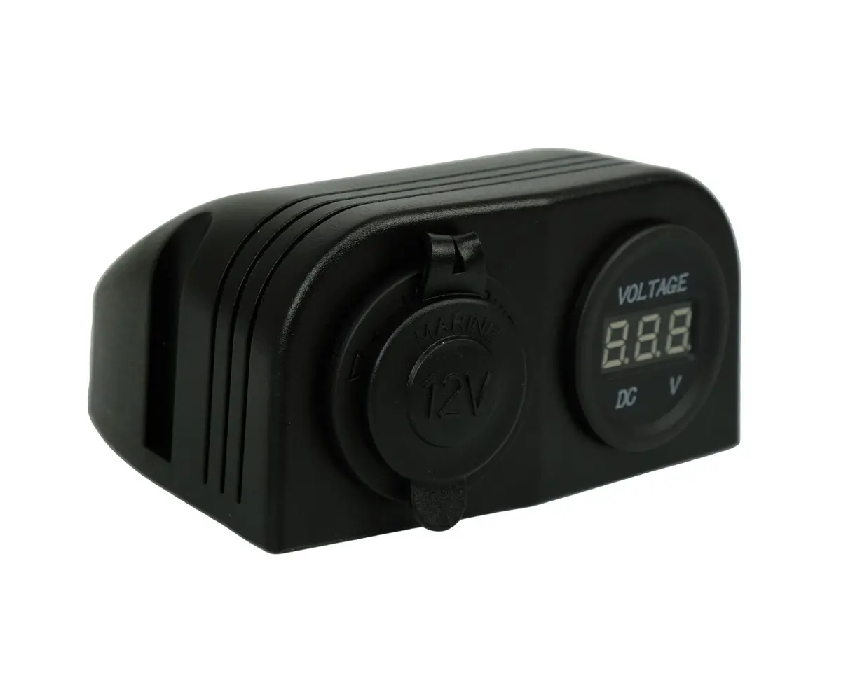 Baintech Btdcm005 Surface Mount Double Dc 12V Lcd Meter + Cigarette Socket 1
