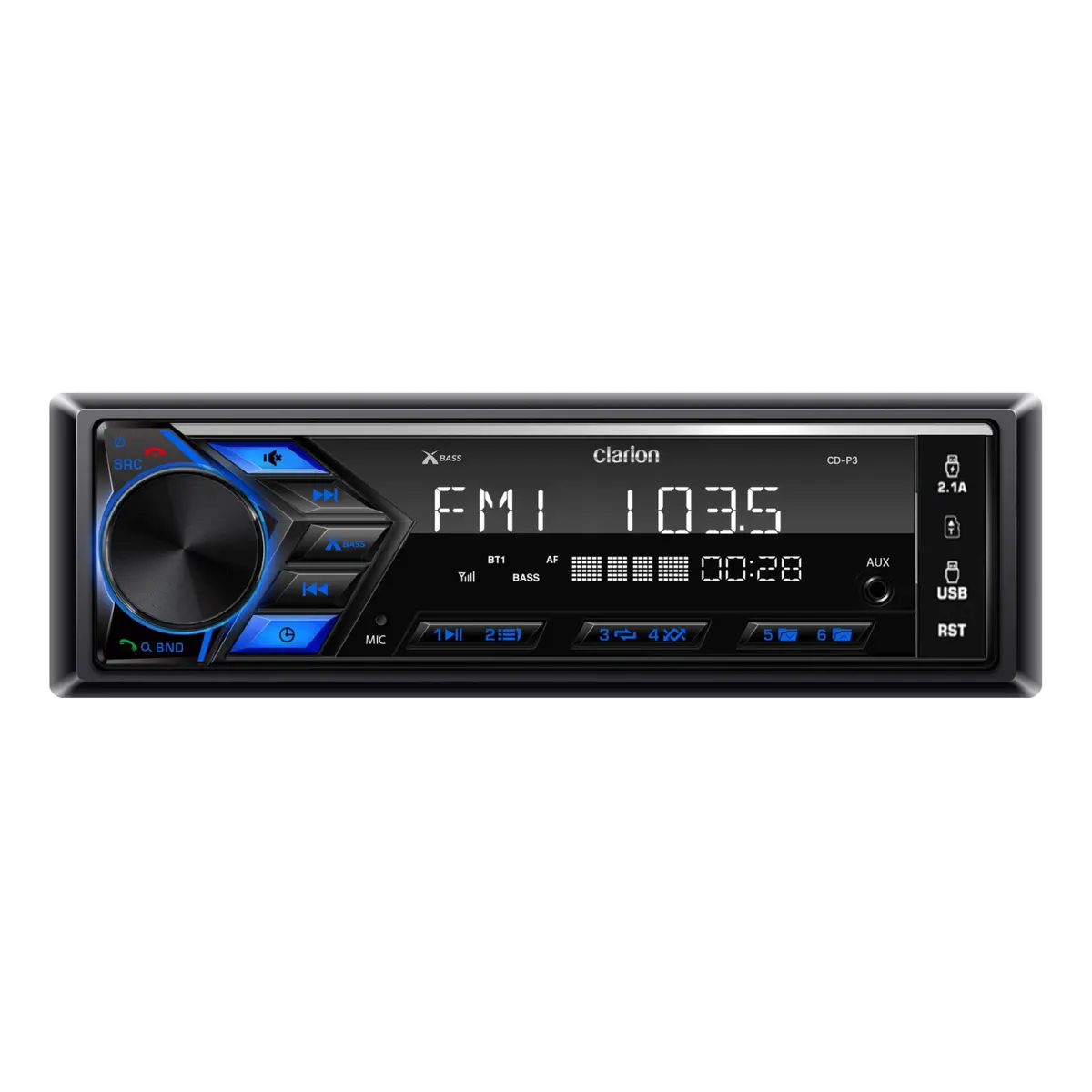 Clarion Cd-P3 P17 Mechless Single Din Head Unit With Bluetooth And Dual Usb 1