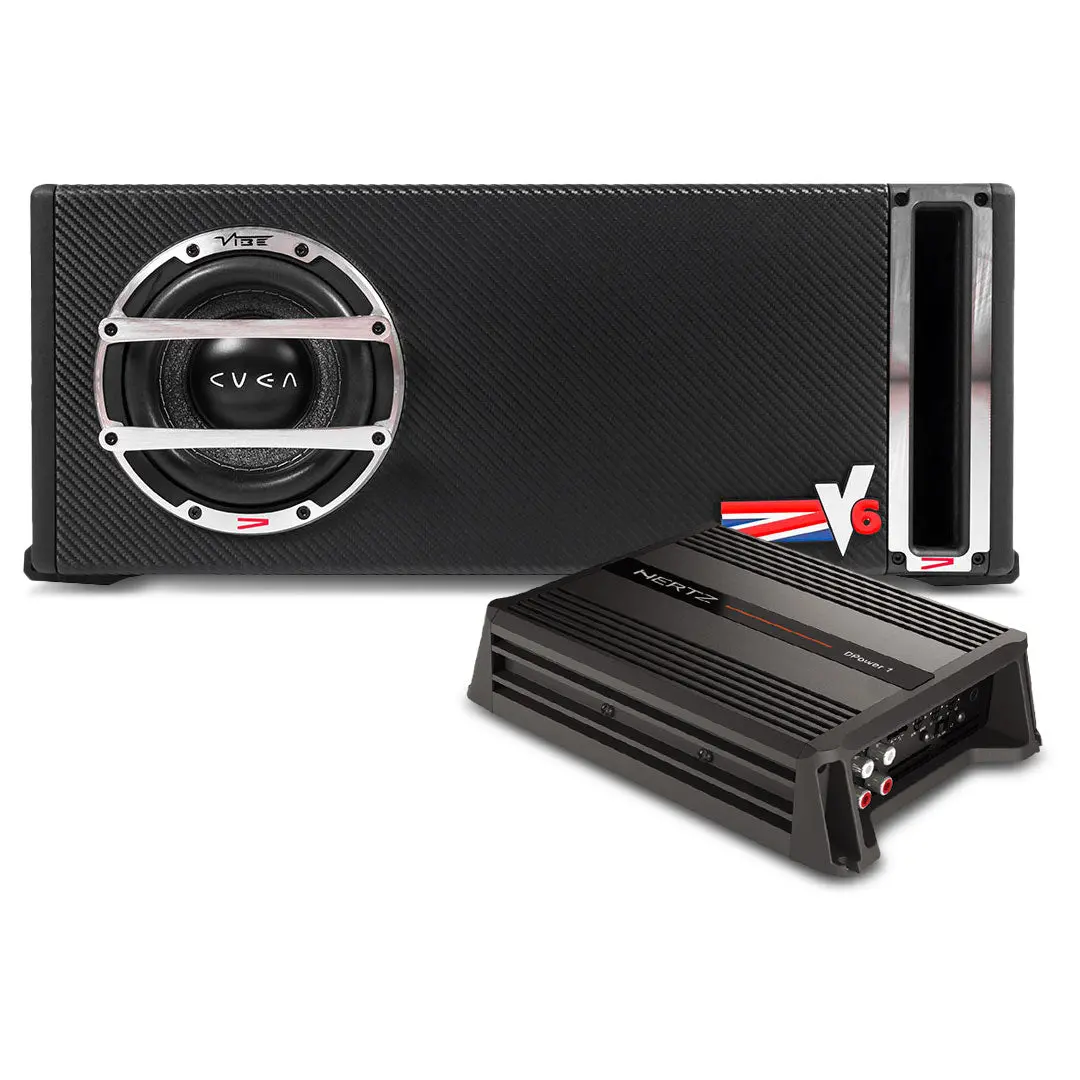 Hertz Dpower1 Class-D 600W 1-Channel Monoblock Amplifier With Vibe Cvenv6l-V4 300W 6" Compact Passive Bass Subwoofer Enclosure Package 1