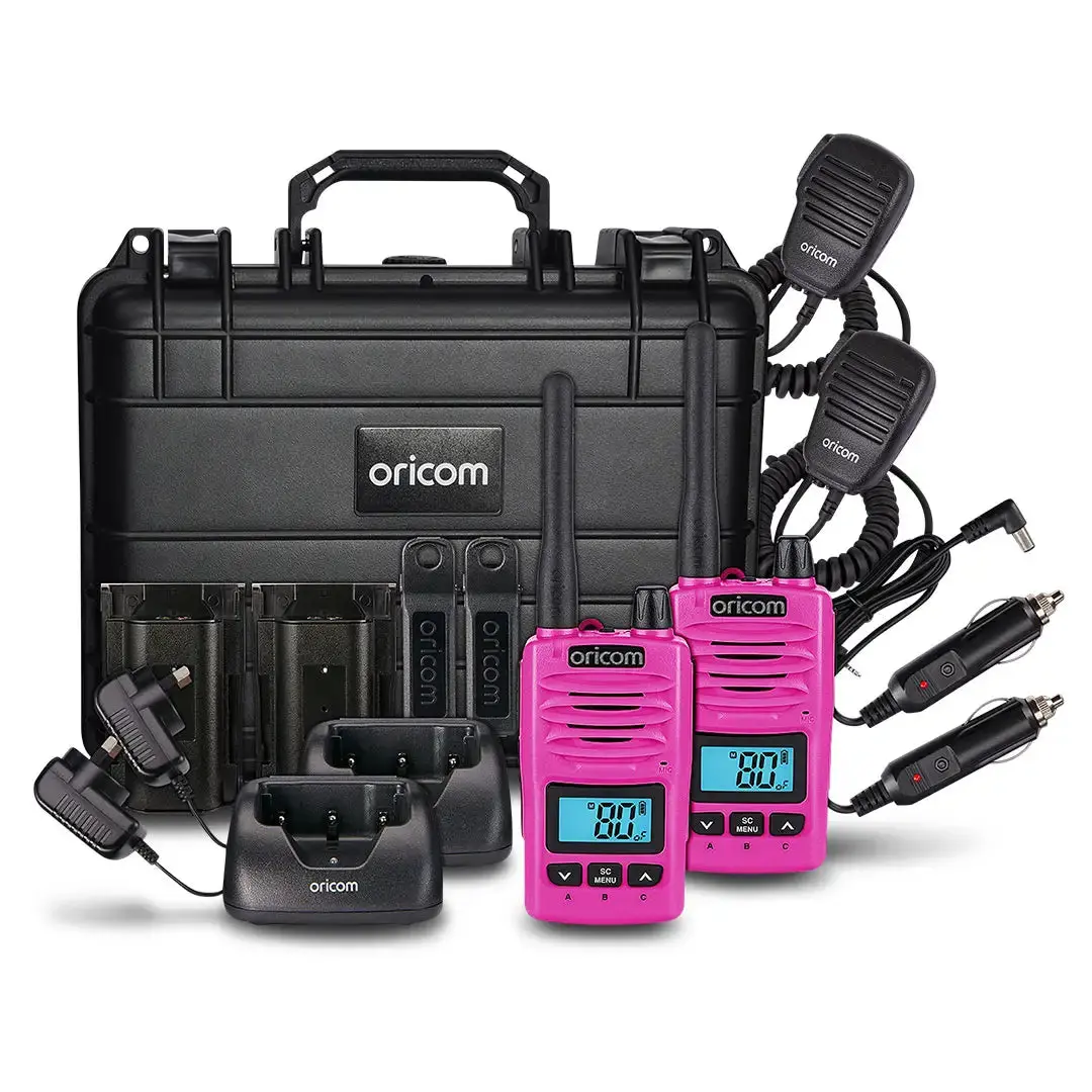 Oricom Dtxtp600pnk Pink 5 Watt Ip67 Waterproof Handheld Uhf Cb Radio Trade Twin 1