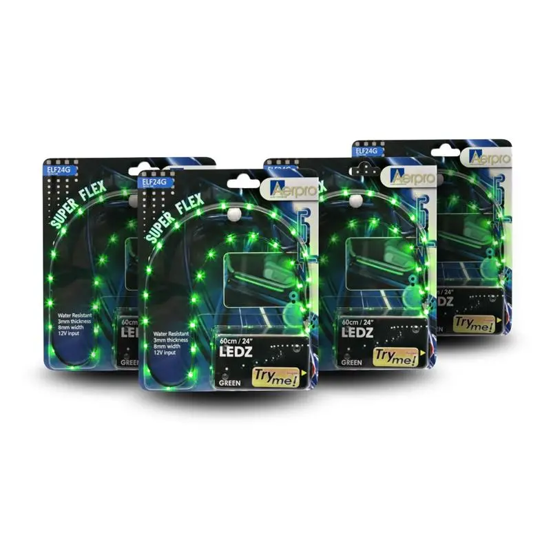 Aerpro Elf24g Led Strip Light 4-Pack Bundle - 24" 610Mm Flexible Led Green 1