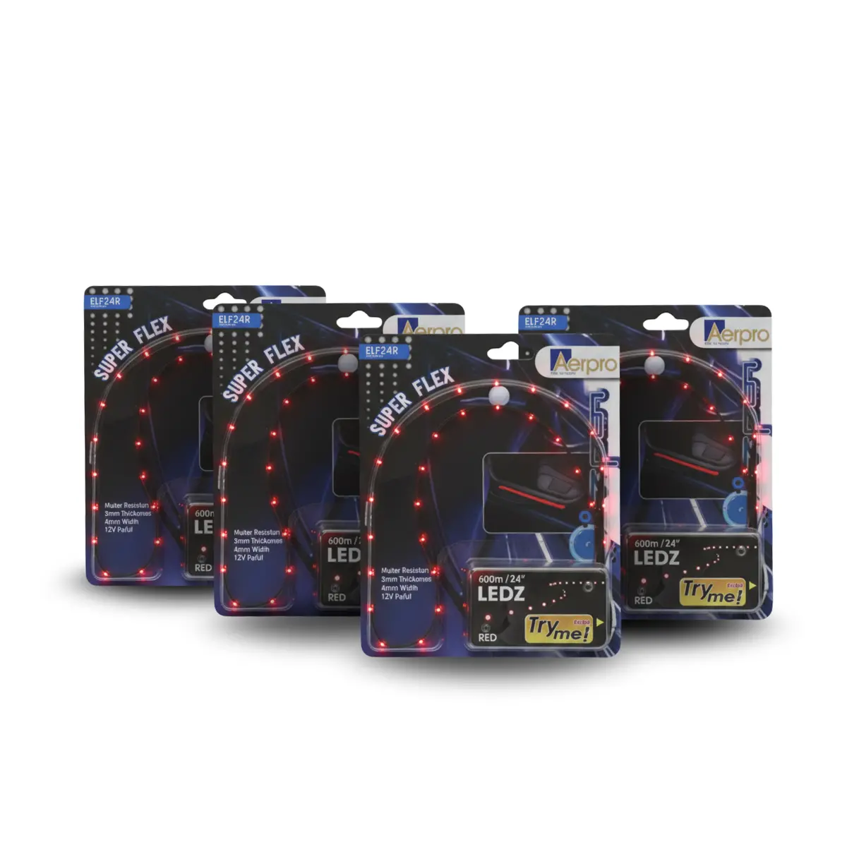 Aerpro Elf24r Led Strip Light 4-Pack Bundle - 24" 610Mm Flexible Led Red 1