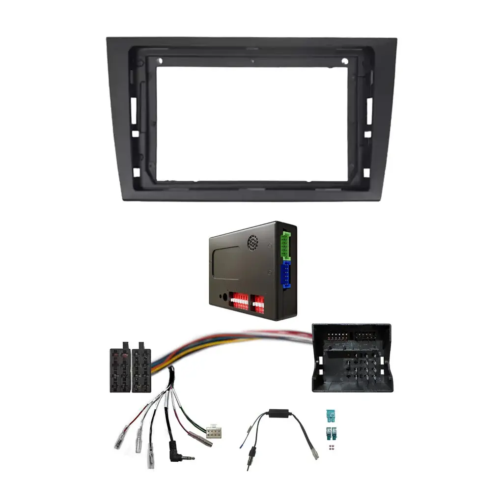 Cac F9vw4k1 9 Inch Fascia Kit Compatible With Volkswagen Golf 2009-2013 Mk6 Universal Trapezoid 9" Stereo Dash Plate With Steering Wheel Control Harness - Black 1