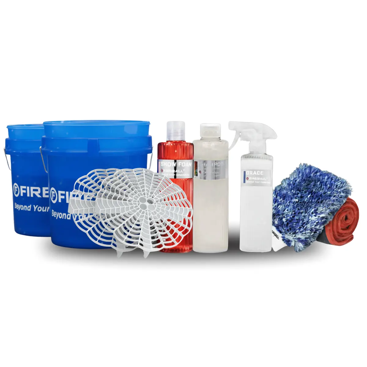 Fireball Fb-Pk-Mt-Grc-Cb Premium Kit - Wash Mitt | Grace 500Ml | Clear-Blue Bucket 1
