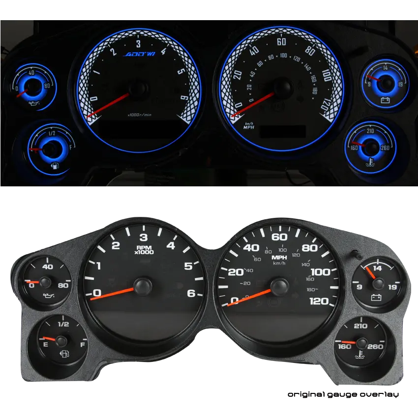Add W1 Gmc Sierra 1500/2500/3500 Overlay Face Gauge 2007-2014 - 3D Illusions 1