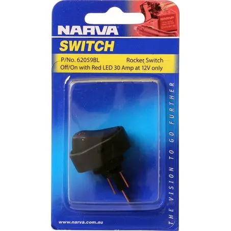 Narva 62059Bl Rocker Switch Off/On Spst Red Led (Contacts Rated 30A @ 12V) 1