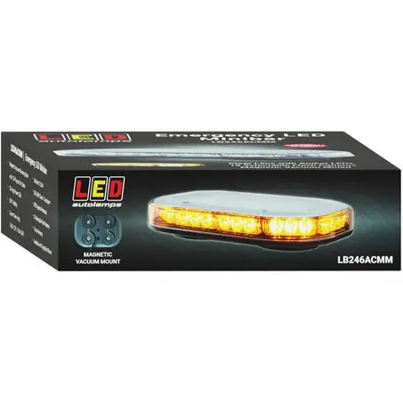 Led Autolamps Lb246acmm 12/24V Amber Emergency Mini Light Bar 18 Selectable Flash Patterns Magnetic Mount 1