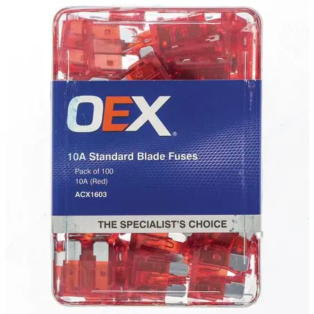 Oex Acx1603 Standard Blade Fuse, 10A Red - Pack Of 100 1