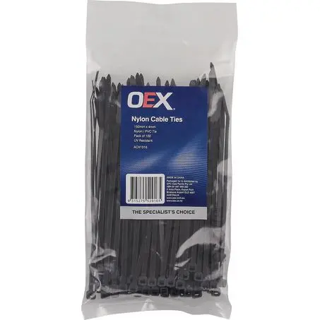 Oex Acx1316 Black Nylon Cable Ties - 3.6Mm X 150Mm - Pack Of 100 1