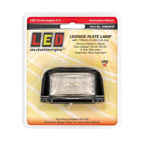 Led Autolamps 35Blm1p Licence Plate Lamp Black Bracket Multi Volt With 1M Cable 1