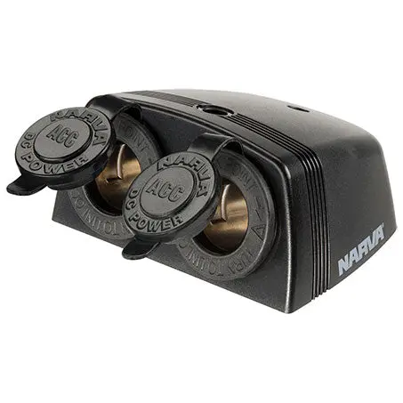 Narva 81160Bl Heavy Duty Twin Surface Mount Accessory Sockets - Black 1