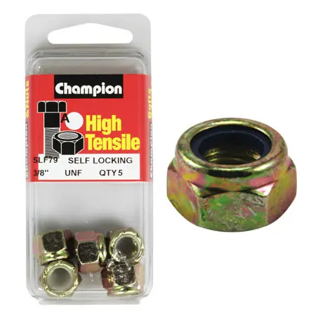 Champion Slf79 Hex Nut Self Locking Nylon Insert 3/8In Unf 1