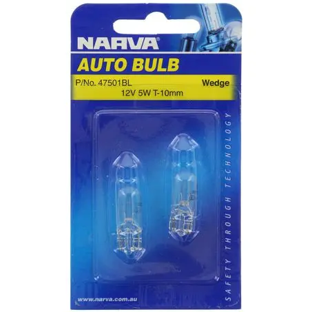 Narva 47501Bl T-10Mm W5w Wedge Globe W2.1 X 9.5D 12V 5W Blister Pack (2) 1