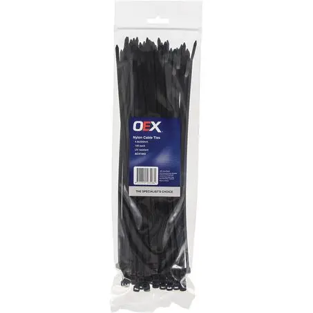 Oex Acx1443 Black Nylon Cable Ties - 4.8Mm X 300Mm - Pack Of 100 1
