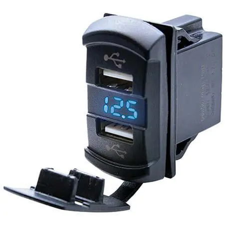 Thunder Tdr11025 Dual Usb Socket 2.1A Per Usb - Panel Mount With Voltmeter 1