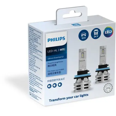 Philips 11362Ue2x2 H11 Ultinon Essentials G2 Led Headlight Globes 12V/24V (Pair) 1