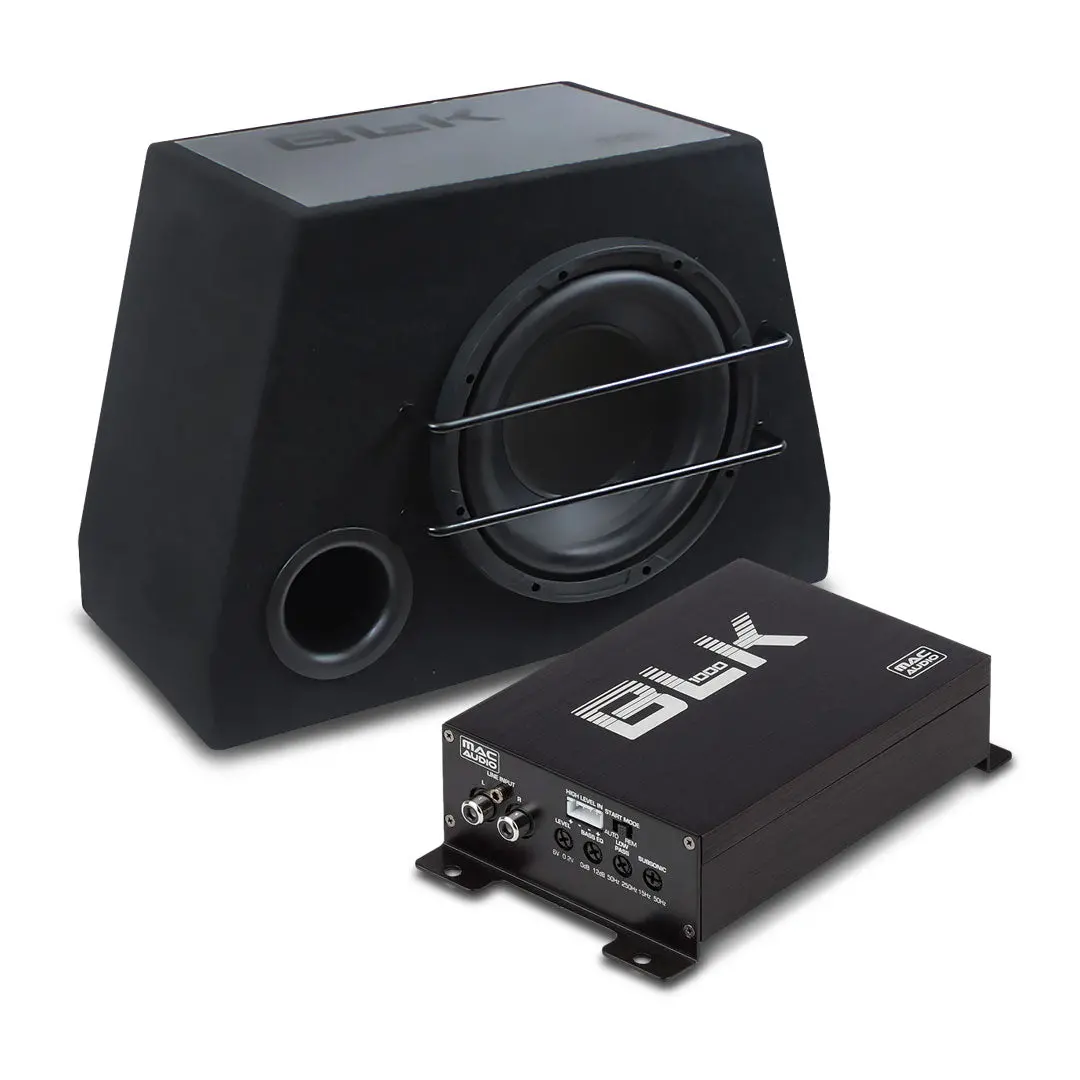 Mac Audio Mc-Blk-1000 1-Channel Class-D Mini Mono Amplifier With Mc-Blk-Sub25 250Mm Bass Reflex Subwoofer Enclosure Package 1