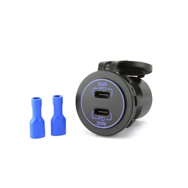 Dna Audio Pa013 Universal Round Mount Dual 30W Pd Usb-C Charger 12/24V - High-Speed Vehicle Charging Solution 1