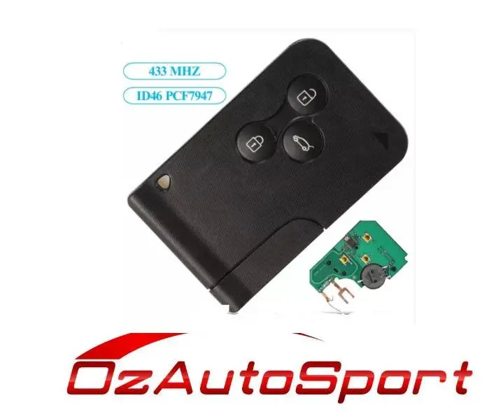 3 Button Remote Key Card For Renault Clio 2006 - 2012 433.92Mhz Pcf7947 1