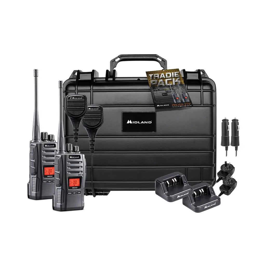 Midland Pro5x-2Tp - 5W Tradies Pack Twin Uhf Cb/Lmr Handheld Radio Bundle 1