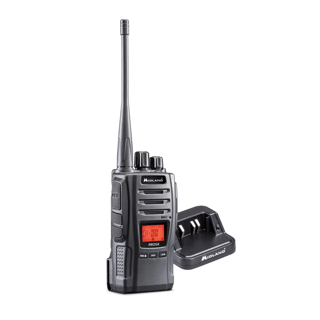Midland Pro5x - 5W Dual-Band Uhf Cb/Lmr Handheld Radio With Ip54 Protection 1
