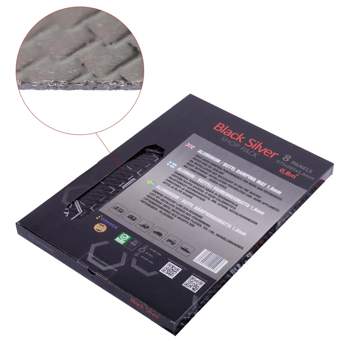 Stp Stpbssp | Silver Line Black-Silver: 1.8Mm Vibration-Damping And Sound-Proofing Material Shop Pack 1