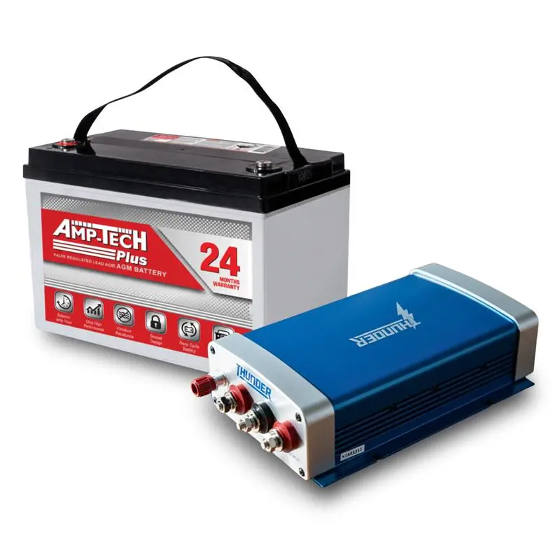 Amp-Tech At121000dsp 120Ah Agm Battery + Thunder Tdr02020 20A Dc-Dc Charger Bundle Kit 1