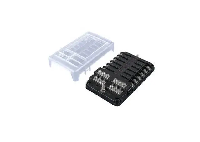 Thunder Tdr05224 12 Way Standard Blade Fuse Box With Cover & Led Indicators 30A 1