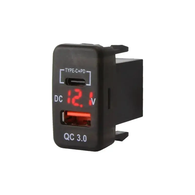 Dna Audio Toyusb02pdqc Factory Fit Usb-C Pd + Qc3.0 Usb Fast Charger With Voltmeter To Suit Large Switch Sockets In Toyota Vehicles - Professional Charging & Monitoring Solution 1