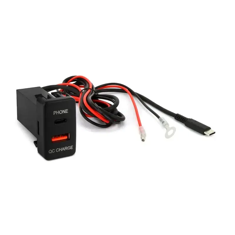 Dna Audio Toyusb02qc-1M Factory Fit Usb-C 1 Metre Lead + Qc3.0 Usb 12Vdc Fast Charger To Suit Large Switch Sockets In Toyota Vehicles - Professional Integration Solution 1