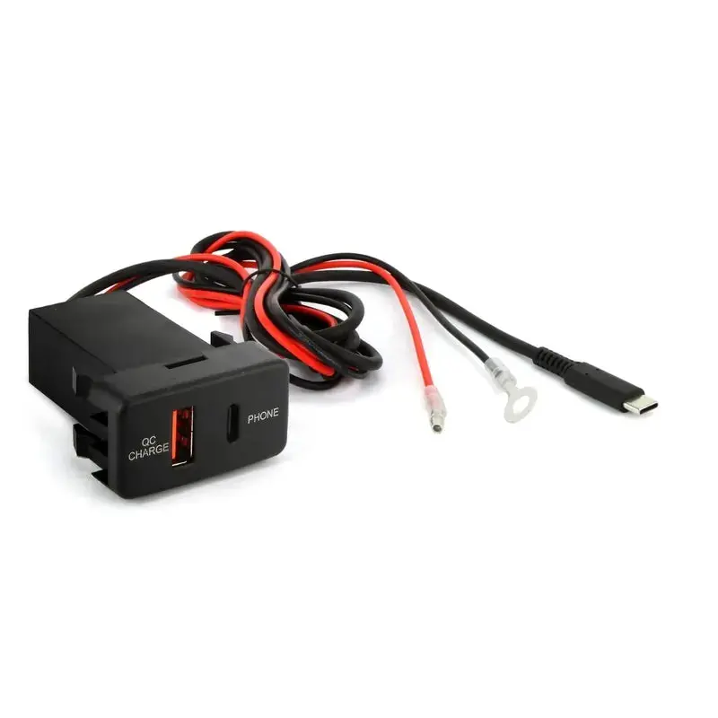 Dna Audio Toyusb05qc-1M Factory Fit Usb-C 1 Metre Lead + Qc3.0 Usb 12Vdc Fast Charger To Suit Large Horizontal Switch Sockets In Toyota Vehicles - Professional Charging Solution 1